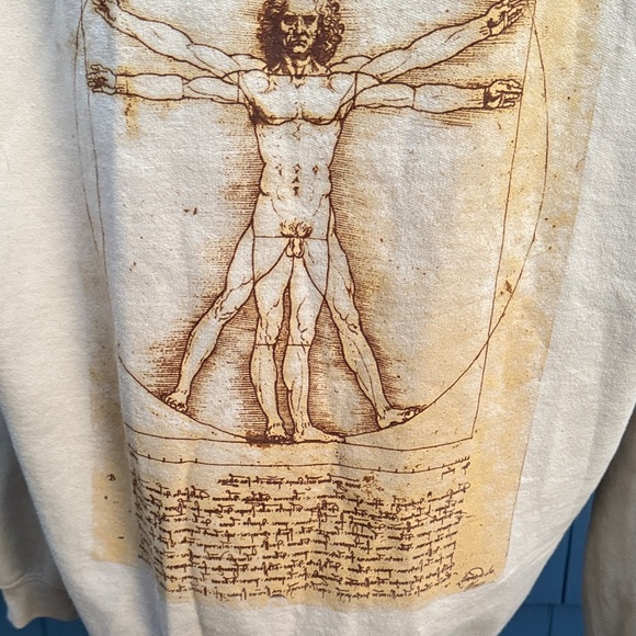 Leonardo Da Vinci Cream Hoodie XL sweatshirt - Picture 5 of 6